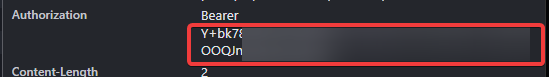 DevTools Headers panel showing the Authorization Bearer token outlined in red